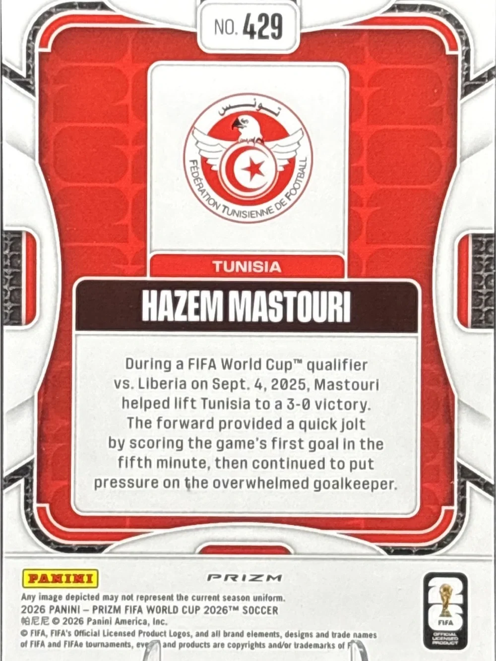 Panini Prizm Hazem Mastouri - Holographic Silver Prizm Rookie Card